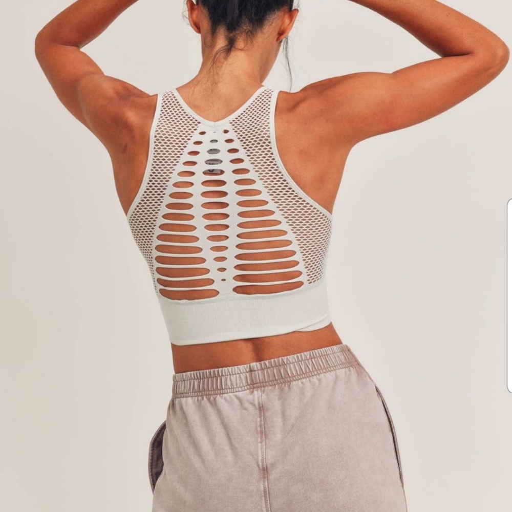 White Sports Bra with Mesh Back